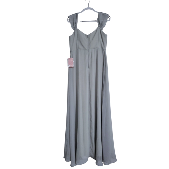 Birdy Grey Spence Convertible Chiffon Dress Dove Gray Size L Bridesmaid Formal - Picture 3 of 7